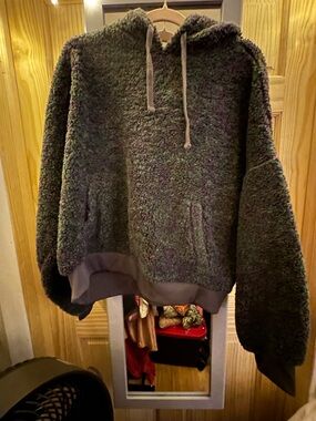 Vans Green and Purple Sherpa Pullover Hoodie